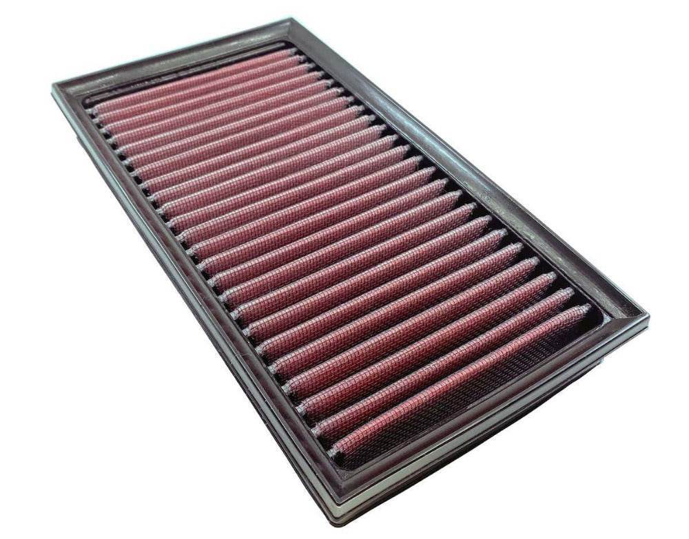 DNA high-flow performance air filter fitted to BMW M1000RR 2021-2025 airbox with cotton gauze construction