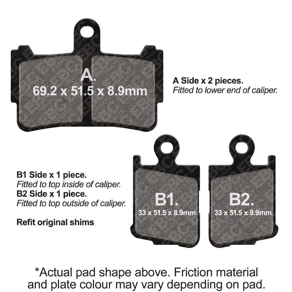 EBC Motorcycle Brake Pads for HONDA VFR 1200 FA GT 2014-2015