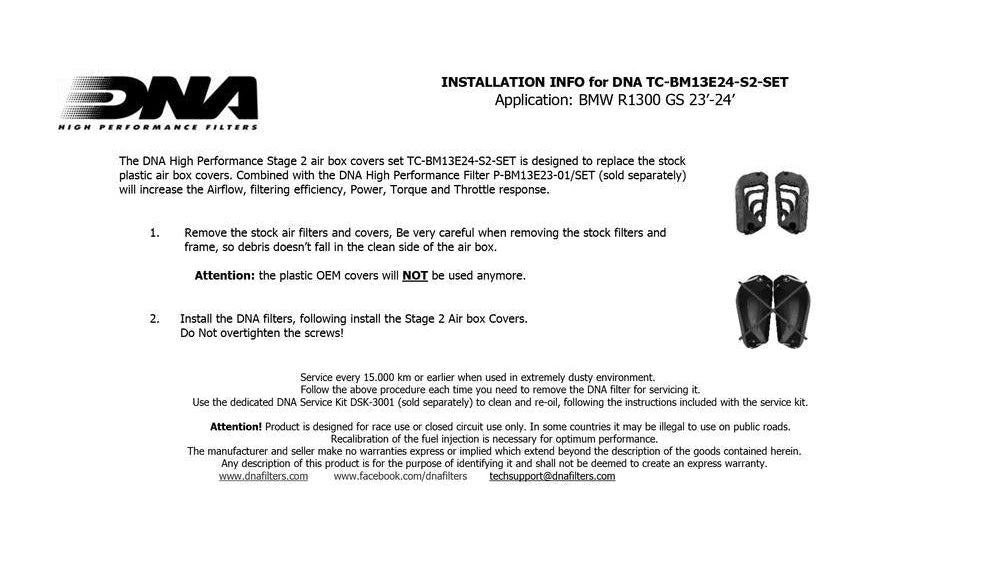 DNA Stage 2 Air Filter Covers BMW R1300RT 2025-26